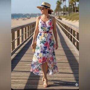 GUESS Floral Wrap Dress Size 8– Chiffon, Sleeveless